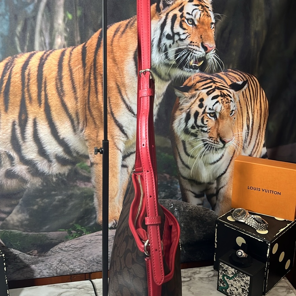 COACH Shoulder Crossbody Bag Signature PVC Red and  Brown Japan Exclusive. - Picture 4 of 17